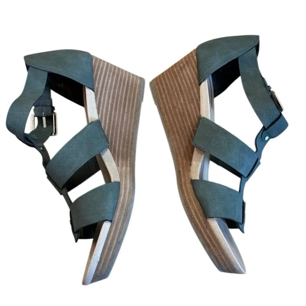 Dr. Scholl's Women’s Wedge Barton Green Snake Pattern Sandals Size